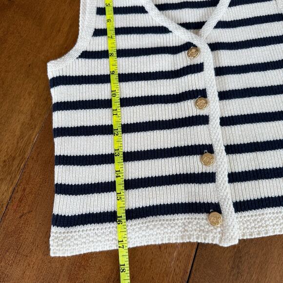 Abercrombie & Fitch NWT Mara Gold Button Up Nautical Stripe Sweater Vest Crop XS - Picture 14 of 14